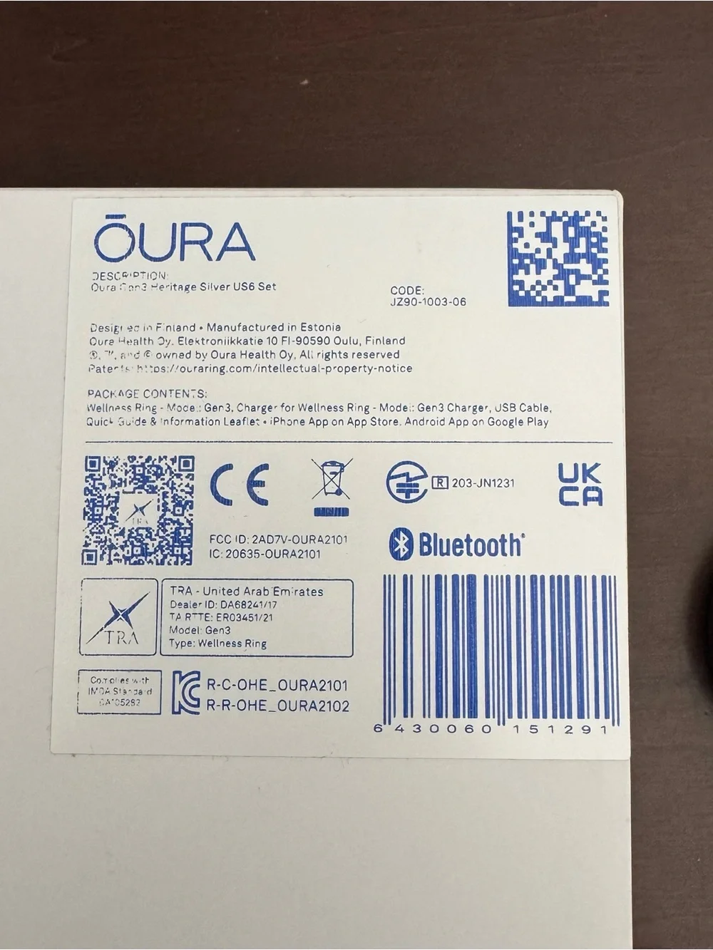 Oura Ring Gen3 Heritage Silver US6 Set